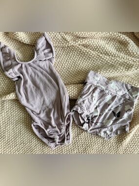 🤍Kyte Baby Bamboo Flutter Bodysuit & Bloomers Set | 6–12M Top | 12–18M Bottom